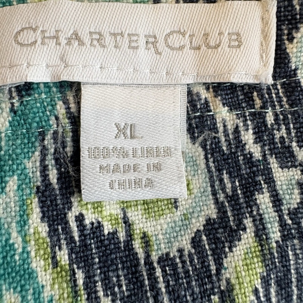 Charter Club Womens Linen Shacket XL Ikat Print Short Boho Resort Coastal Beach - Picture 9 of 10